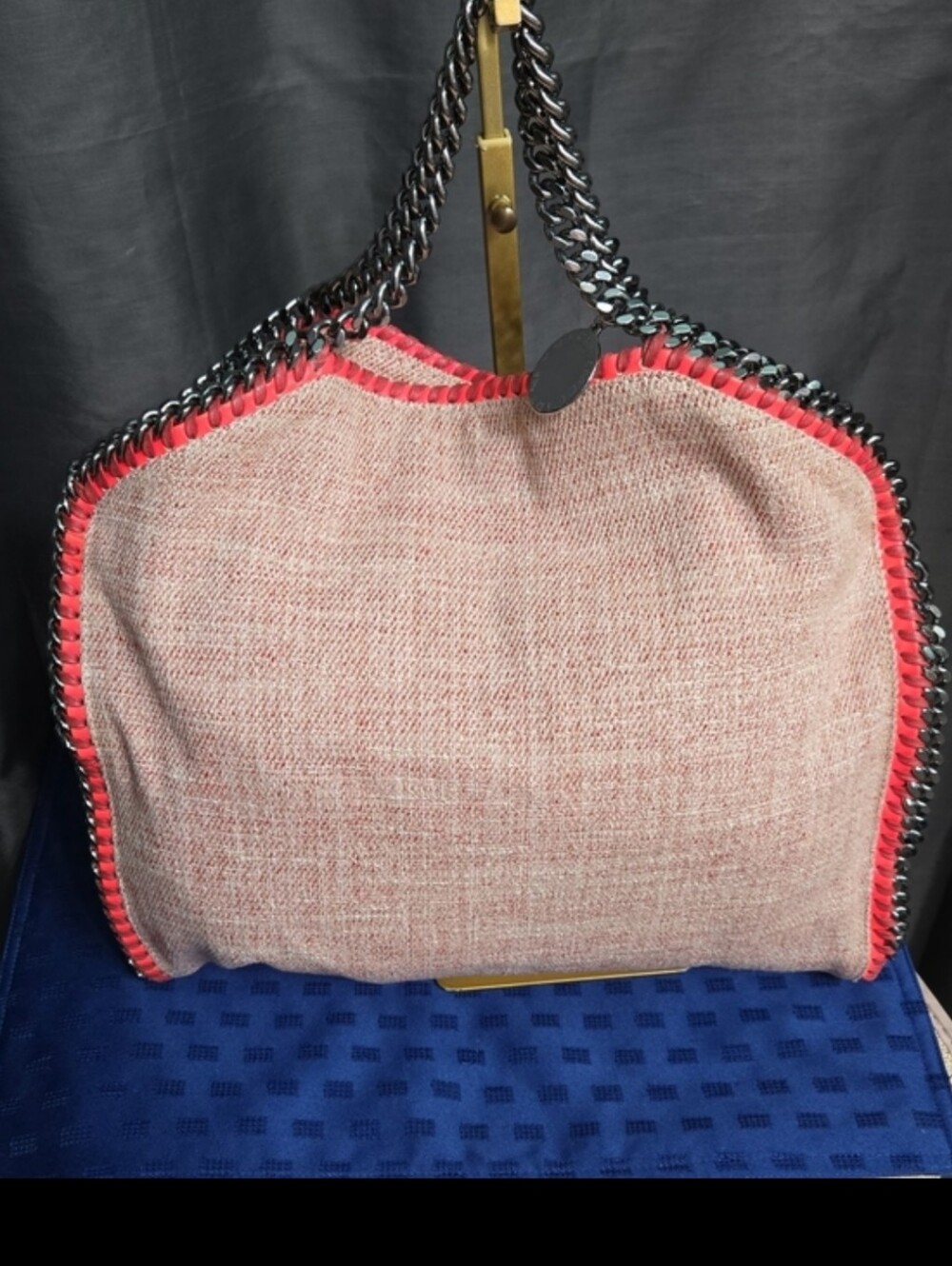 Stella Mccartney Falabella Fold Over Pink Tweed Tote with Gunmetal Chain - Picture 2 of 16